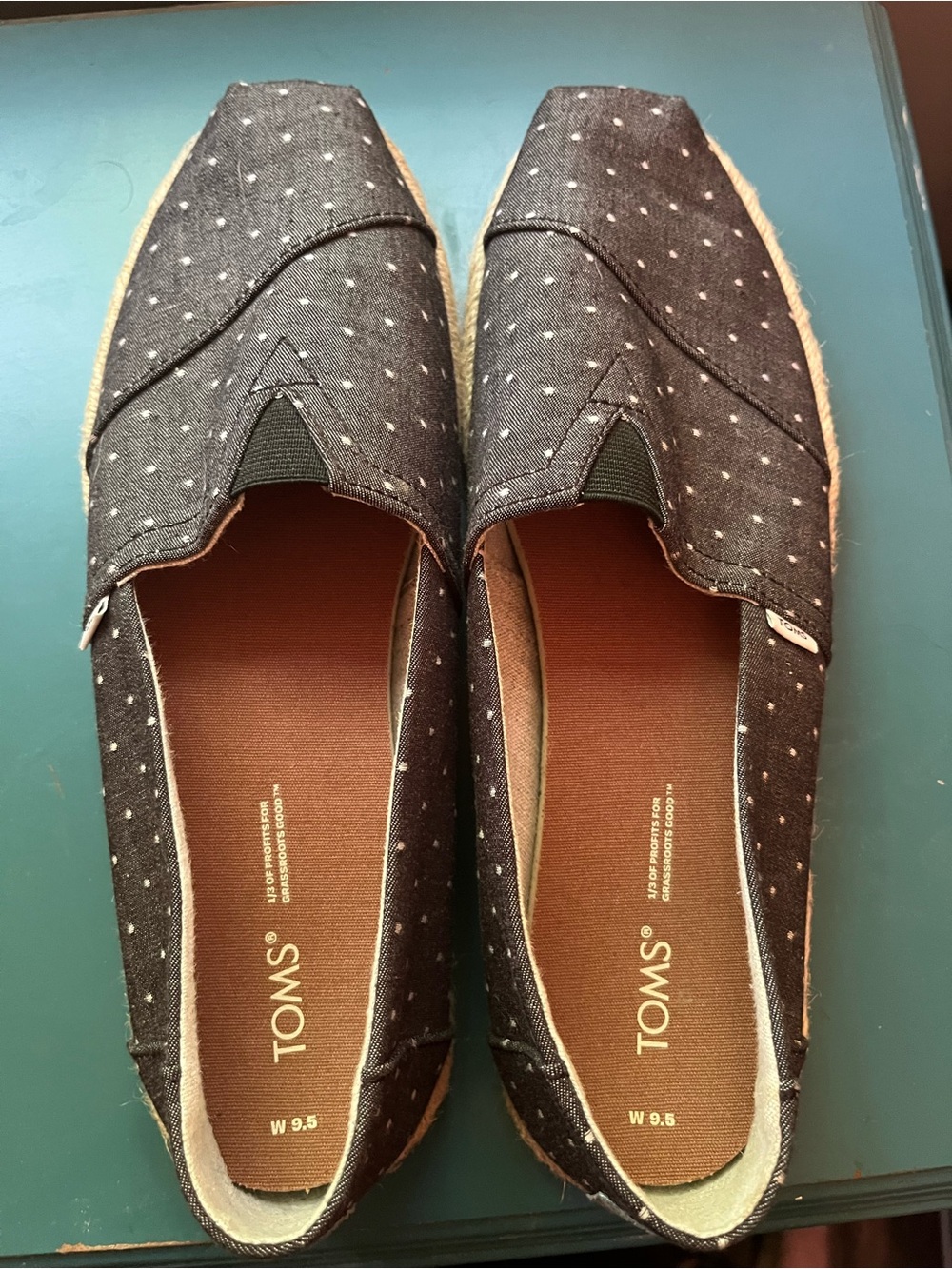 Toms Black Polka Dot Espadrille Slip-On Shoes